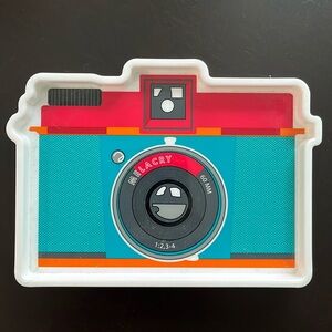 Camera print Appetizer/Trinket Plate. Target brand. Blue/Red. Fits in any style